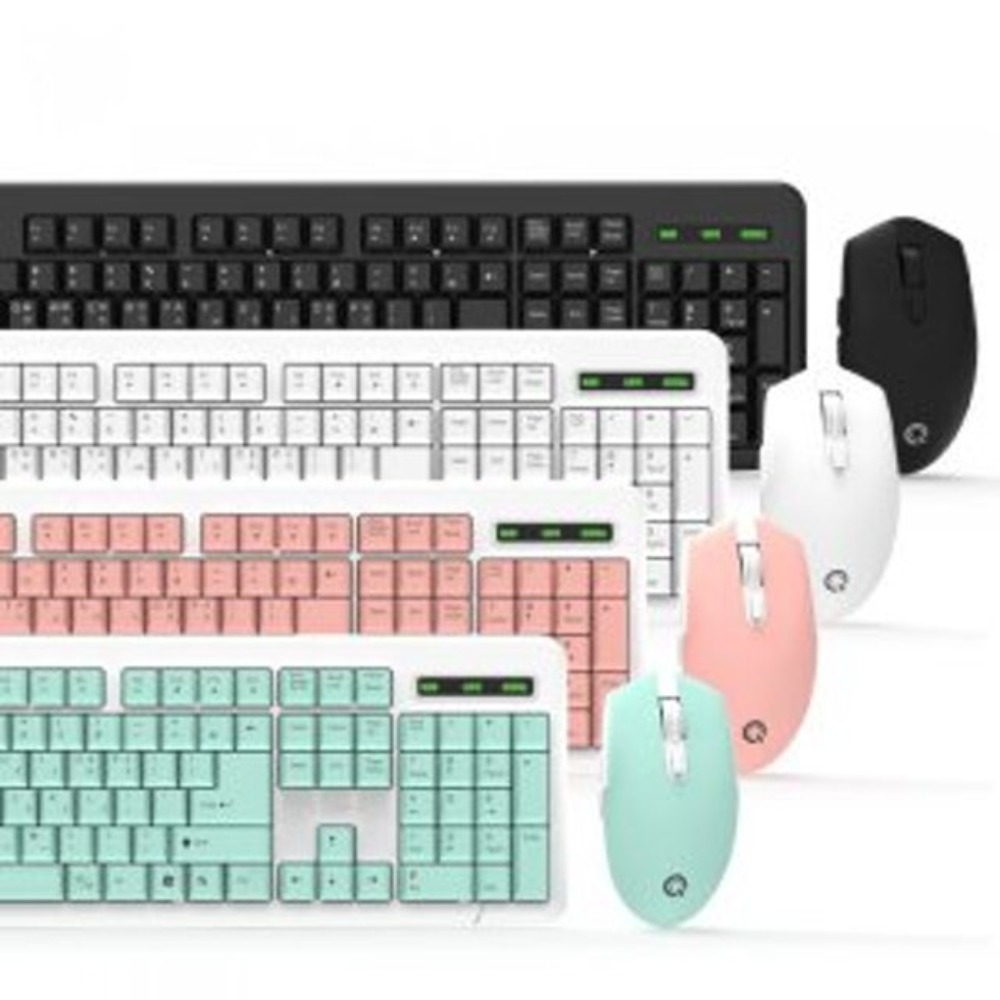 QSENN MK210 무선 키보드 마우스 세트 블랙/화이트/핑크/민트 키스킨 포함 공식판매점